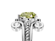 Solitaire Engagement Ring Setting for Fancy Yellow Heart-Shaped Center with Twisted Band and Scroll Prong Head in Platinum