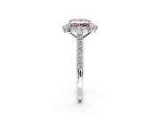 Halo Engagement Ring Setting for Fancy Pink Princess Cut Center with Single-Row Pave, Open Basket and Prong Head in Sterling Silver
