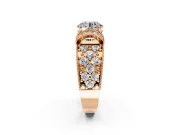 Pave Engagement Ring Setting for Round Cut Center with Curved Accent Rows, Openwork and Prong Head in Rose Gold