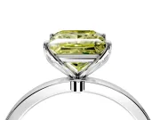 Solitaire Engagement Ring Setting for Fancy Yellow Princess Cut Center with Thin Rounded Plain Band and Prong Head in Platinum