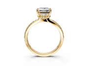 Solitaire Engagement Ring Setting for Princess Cut Center with Raised Channel Band and Prong Head in Yellow Gold