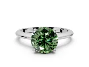 Solitaire Engagement Ring Setting for Fancy Green Round Cut Center with Knife Ridge Band and Claw Prong Head in White Gold