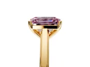 Solitaire Engagement Ring Setting for Fancy Pink Emerald Cut Center with Flat-Sided Plain Band and Prong Head in Yellow Gold