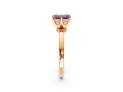 Solitaire Engagement Ring Setting for Fancy Pink Emerald Cut Center with Plain Band and Tulip Prong Head in Rose Gold