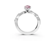 Solitaire Engagement Ring Setting for Fancy Pink Pear-Shaped Center with Bar-Station Pave Twist and Prong Head in Sterling Silver