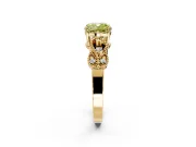 Leaf Engagement Ring Setting for Fancy Yellow Cushion Cut Center with Milgrain Accent Band and Prong Head in Yellow Gold