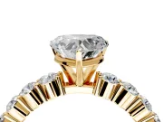 Shared-Prong Engagement Ring Setting for Heart-Shaped Center with Graduated Accents and Prong Head in Yellow Gold