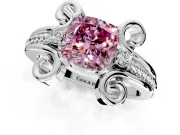 Solitaire Engagement Ring Setting for Fancy Pink Cushion Cut Center with Twisted Band and Scroll Prong Head in Platinum