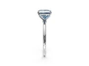 Solitaire Engagement Ring Setting for Fancy Blue Princess Cut Center with Straight Thin Band and Prong Head in Sterling Silver