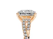Solitaire Engagement Ring Setting for Radiant Cut Center with Twisted Pave Split Shank and Prong Head in Rose Gold