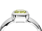 Solitaire Engagement Ring Setting for Fancy Yellow Emerald Cut Center with Wide Band and Bezel Head in Platinum