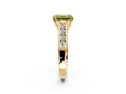 Solitaire Engagement Ring Setting for Fancy Yellow Emerald Cut Center with Cathedral Channel Band and Prong Head in Yellow Gold