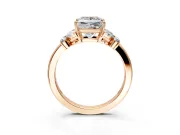Solitaire Engagement Ring Setting for Princess Cut Center with Marquise Flower Shoulders and Prong Head in Rose Gold