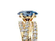 Solitaire Engagement Ring Setting for Fancy Blue Oval Center with Woven 3-Strand Pave Band and Prong Head in Yellow Gold