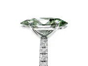 Solitaire Engagement Ring Setting for Fancy Green Marquise Center with Fine Pave Narrow Band and Prong Head in White Gold