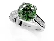 Solitaire Engagement Ring Setting for Fancy Green Round Cut Center with Channel Band and Double Claw Prong Head in Platinum