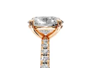 Solitaire Engagement Ring Setting for Oval Center with Fine Pave Narrow Band and Prong Head in Rose Gold