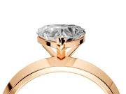 Solitaire Engagement Ring Setting for Heart-Shaped Center with Wide Knife Ridge Band and Prong Head in Rose Gold