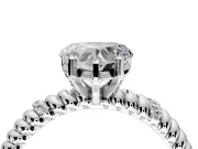 Rope Engagement Ring Setting for Heart-Shaped Center with Accent Shoulders and Prong Head in Platinum