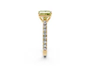 Solitaire Engagement Ring Setting for Fancy Yellow Princess Cut Center with Large Accent Band and Prong Head in Yellow Gold