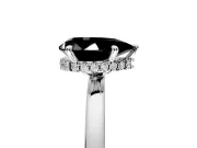 Hidden Halo Engagement Ring Setting for Fancy Black Pear-Shaped Center with Plain Band and Tall Prong Head in Sterling Silver