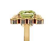 Cluster Halo Engagement Ring Setting for Fancy Yellow Asscher Cut Center with Milgrain Bezel Accents and Prong Head in Yellow Gold