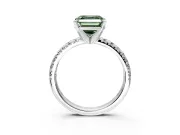 Solitaire Engagement Ring Setting for Fancy Green Asscher Cut Center with Large Accents and Prong Head in Sterling Silver