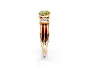 Solitaire Engagement Ring Setting for Fancy Yellow Cushion Cut Center with Grooved Bar Accent Band and Prong Head in Rose Gold