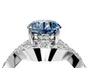Halo Engagement Ring Setting for Fancy Blue Round Cut Center with Pave Infinity Twist Band and Prong Head in Platinum