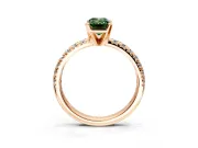 Solitaire Engagement Ring Setting for Fancy Green Emerald Cut Center with Large Accents and Prong Head in Rose Gold