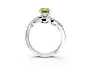 Solitaire Engagement Ring Setting for Fancy Yellow Emerald Cut Center with Pave Bypass Twist Band and Prong Head in Sterling Silver