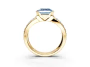 Bezel Engagement Ring Setting for Fancy Blue Asscher Cut Center with Wide Channel-Set Band and Bezel Head in Yellow Gold