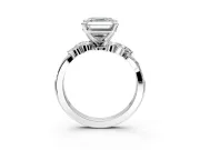 Solitaire Engagement Ring Setting for Asscher Cut Center with Marquise Accent Twist Band and Prong Head in Sterling Silver
