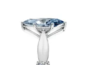Solitaire Engagement Ring Setting for Fancy Blue Marquise Center with Carved Leaf Shoulders and Prong Head in Sterling Silver