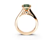 Solitaire Engagement Ring Setting for Fancy Green Princess Cut Center with Channel Band and Double Claw Prong Head in Rose Gold
