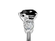 3 Stone Engagement Ring Setting for Fancy Black Heart-Shaped Center with Large Pear-Shaped Accents and Prong Head in Platinum