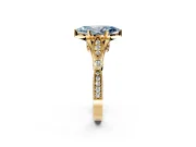 Solitaire Engagement Ring Setting for Fancy Blue Marquise Center with Marquise and Bezel Accents and Prong Head in Yellow Gold