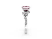 Solitaire Engagement Ring Setting for Fancy Pink Asscher Cut Center with Marquise Accent Twist Band and Prong Head in Platinum