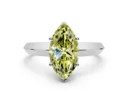 Solitaire Engagement Ring Setting for Fancy Yellow Marquise Center with Wide Knife Ridge Band and Prong Head in White Gold