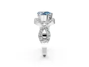 Halo Engagement Ring Setting for Fancy Blue Pear-Shaped Center with Pave Infinity Twist Band and Prong Head in White Gold