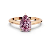Solitaire Engagement Ring Setting for Fancy Pink Pear-Shaped Center with Knife Ridge Band and Claw Prong Head in Rose Gold