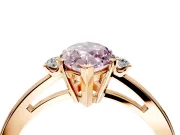 3 Stone Engagement Ring Setting for Fancy Pink Marquise Center with Low-Set Round Cut Accents and Prong Head in Rose Gold