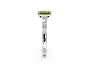 Bar-Set Engagement Ring Setting for Fancy Yellow Emerald Cut Center with Tapered Baguette Accents and Prong Head in Platinum