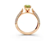 Solitaire Engagement Ring Setting for Fancy Yellow Emerald Cut Center with Multi-Row Accents and Prong Head in Rose Gold