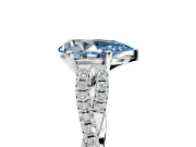 Solitaire Engagement Ring Setting for Fancy Blue Pear-Shaped Center with Twisted Pave Split Shank and Prong Head in Sterling Silver
