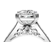 Solitaire Engagement Ring Setting for Princess Cut Center with Channel Band and Double Claw Prong Head in White Gold