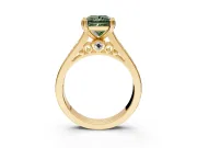 Solitaire Engagement Ring Setting for Fancy Green Princess Cut Center with Channel Band and Double Claw Prong Head in Yellow Gold