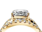 Solitaire Engagement Ring Setting for Asscher Cut Center with Wide-Open Split Shank and Prong Head in Yellow Gold