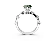 Solitaire Engagement Ring Setting for Fancy Green Heart-Shaped Center with Bezel Station Band and Prong Head in Platinum