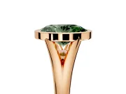 Solitaire Engagement Ring Setting for Fancy Green Oval Center with V Split Shank and Bezel Head in Rose Gold